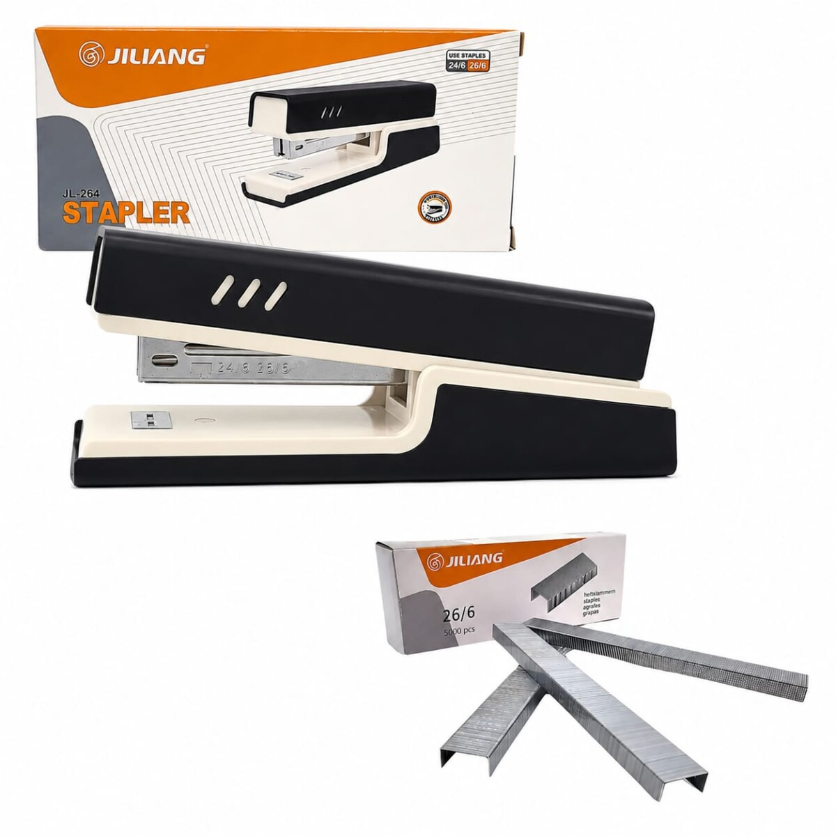 Set Engrampadora + 5000 Grampas 26/6 - NEGRO 