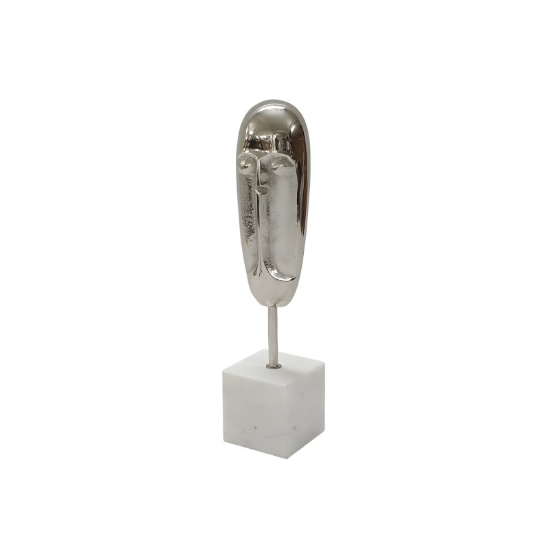 ESCULTURA DE ROSTRO ALUMINIO/MARMOL 7.5x7.5x34CM ESCULTURA DE ROSTRO ALUMINIO/MARMOL 7.5x7.5x34CM
