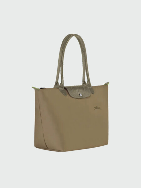 Longchamp -Cartera Longchamp plegable de nylon con cierre y asa larga, Le pliage L Verde
