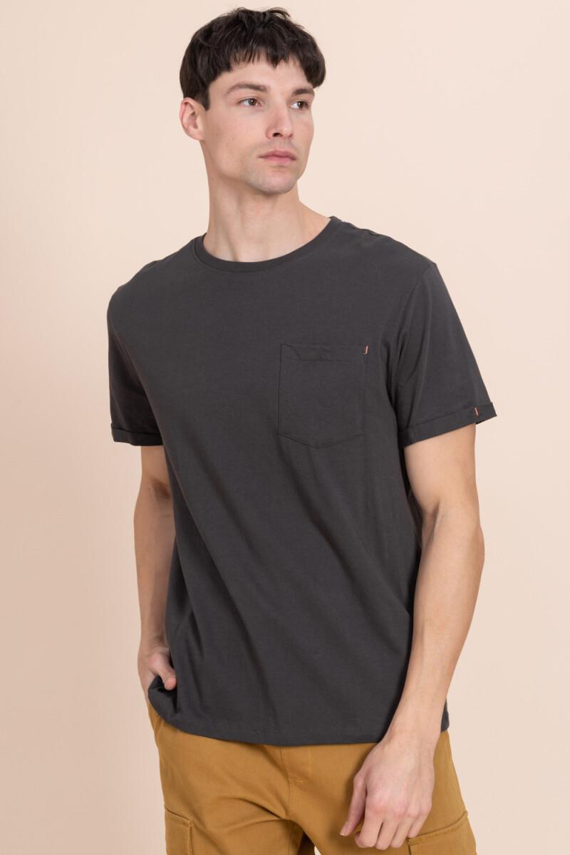 Remera manga corta con bolsillo Gris Oscuro