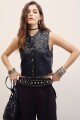 CHALECO STUDS CUERO Negro