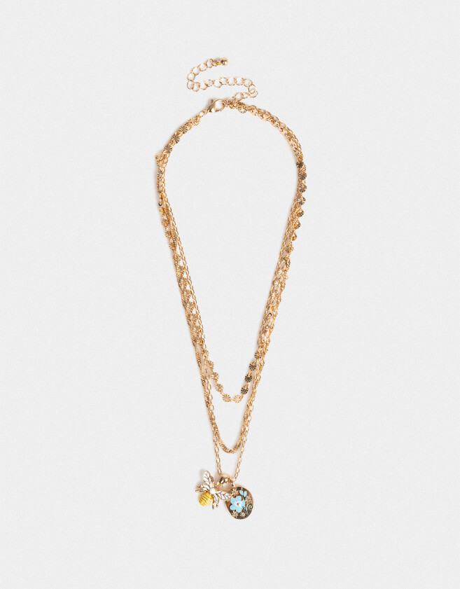 Collares Cortos Esmaltado Collar Corto Multicadena - Dorado