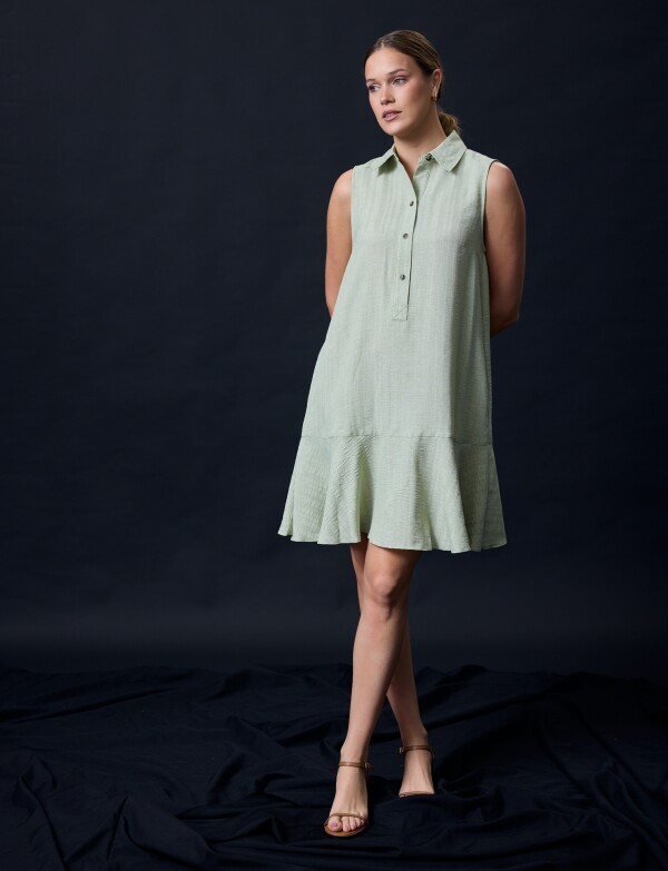 Vestido Escote Camisa VERDE