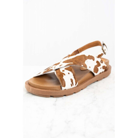 Sandalia Animal Print Pelo Vaca Marron