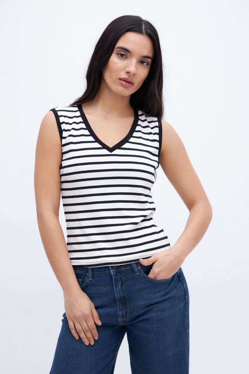 Musculosa Moira - Rayas negra 