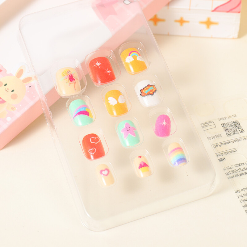 Uñas Postizas Infantiles - Coloridas - 12 Piezas #10 Uñas Postizas Infantiles - Coloridas - 12 Piezas #10