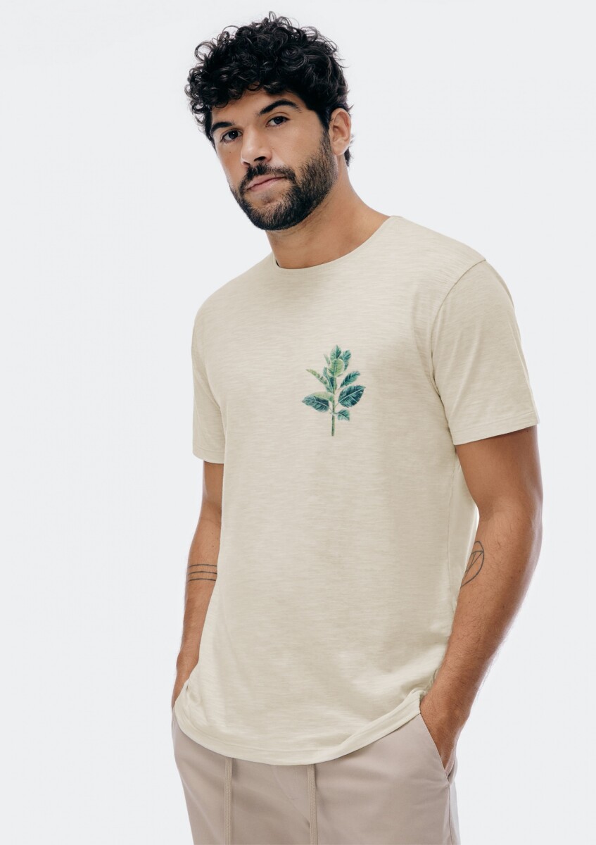 CAMISETA CON ESTAMPA EN TELA FLAMÉ - BEIGE 