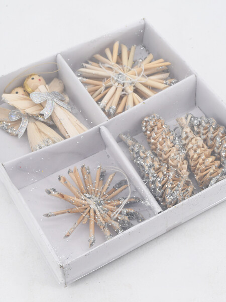 ADORNO COLGANTE RUSTICO 10 PCS BEIGE