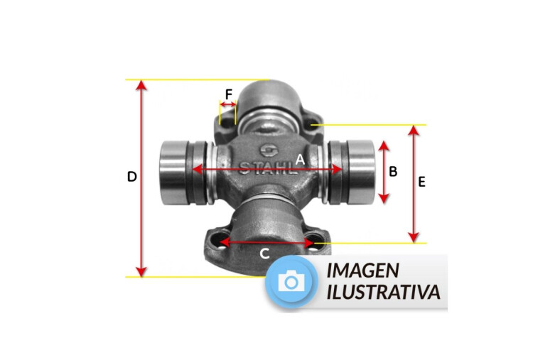 CRUCETA A:54.7mm B:25.4mm C:33.3mm D:79.2mm E:59.6mm F:5/16 CRUCETA A:54.7mm B:25.4mm C:33.3mm D:79.2mm E:59.6mm F:5/16