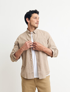 011665 CAMISA DE LINO HARRINGTON LABEL Camel
