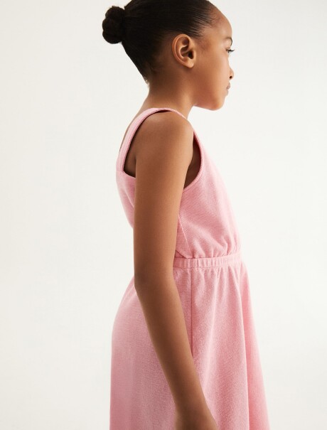 VESTIDO INFANTIL MANGA CORTA ROSADO