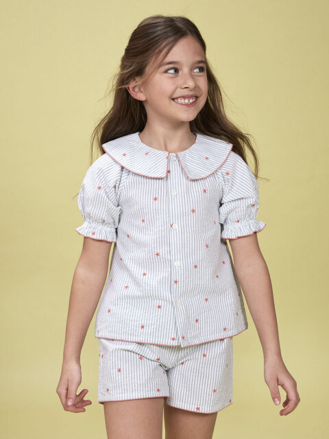 Pijama Rayas Con Estrellas Blanco