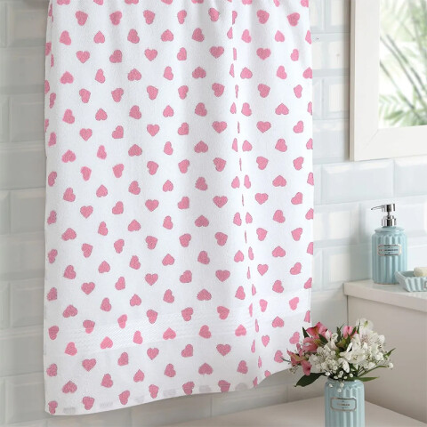Toalla de Mano Estampada Prisma 100% Algodón 50 x 80 cm Blanco / Corazón Rosa