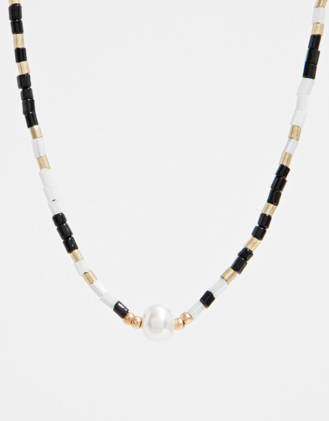 Collares Cortos Canutillos Collar Con Beads - Combinacion Multicolor