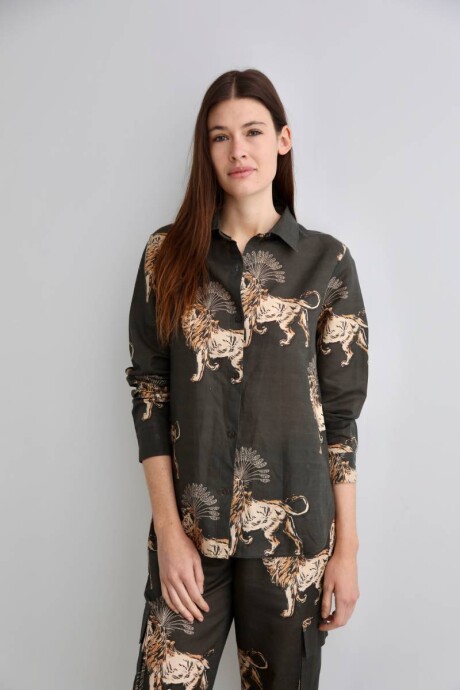 Camisa Lion Palms Grey Camisa Lion Palms Grey