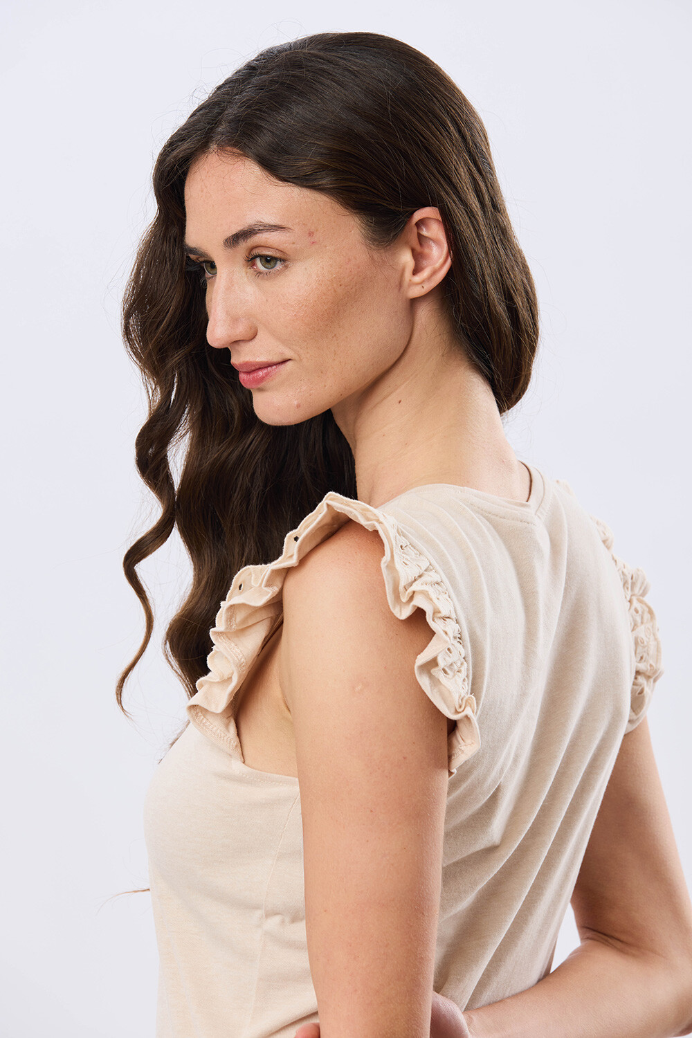 REMERA LISA DE ALGODÓN Beige