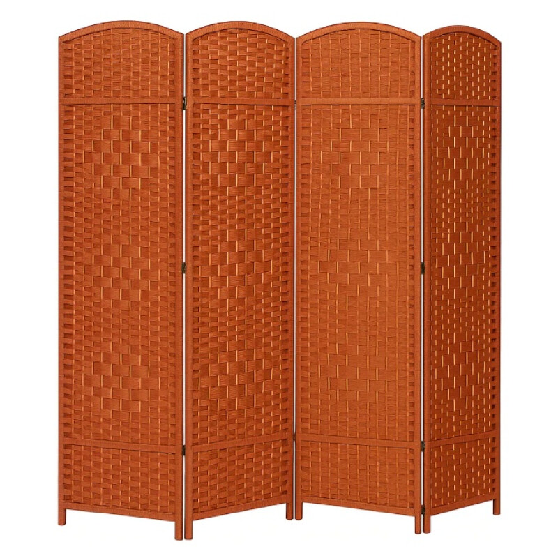 Biombo Separador Ambiente 4 Hojas Madera Moderno Natural Marrón