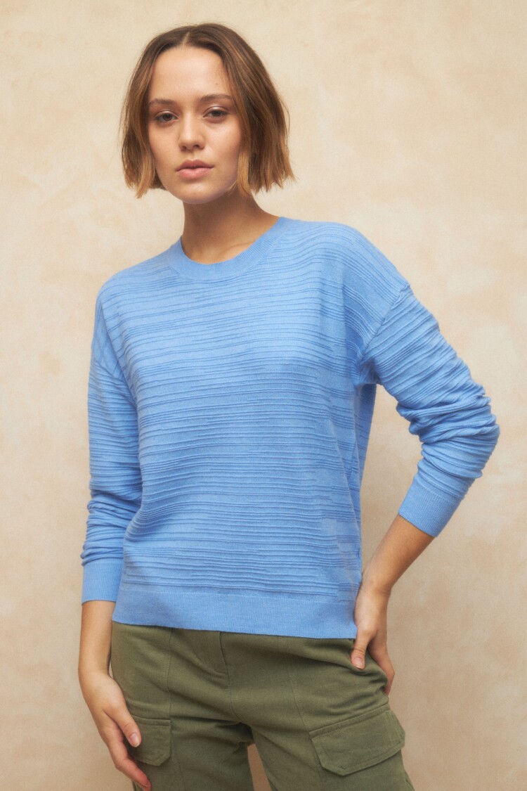 SWEATER FLORA Azul Melange