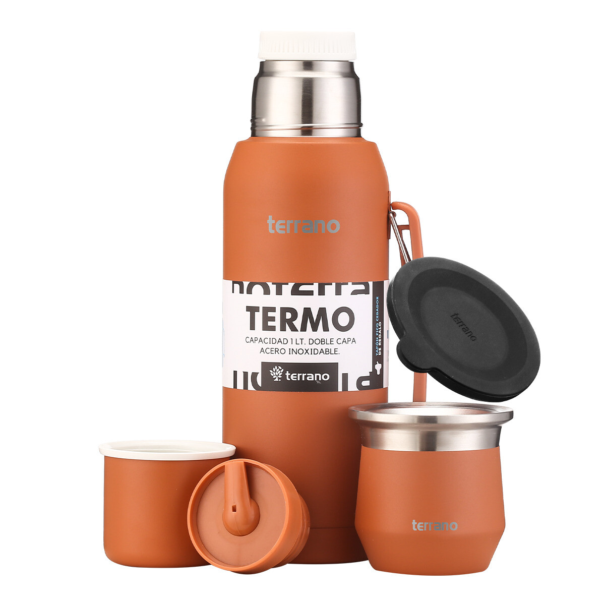 Kit Competo - Termo Acero 1LT + Mate Flap - Terracota 