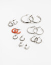 Aros Argollas Set Metal Aros Argollas Set De 7 Pares - Plateado Rodio