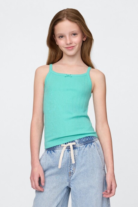 Musculosa Pointelle Niña Water Garden Green