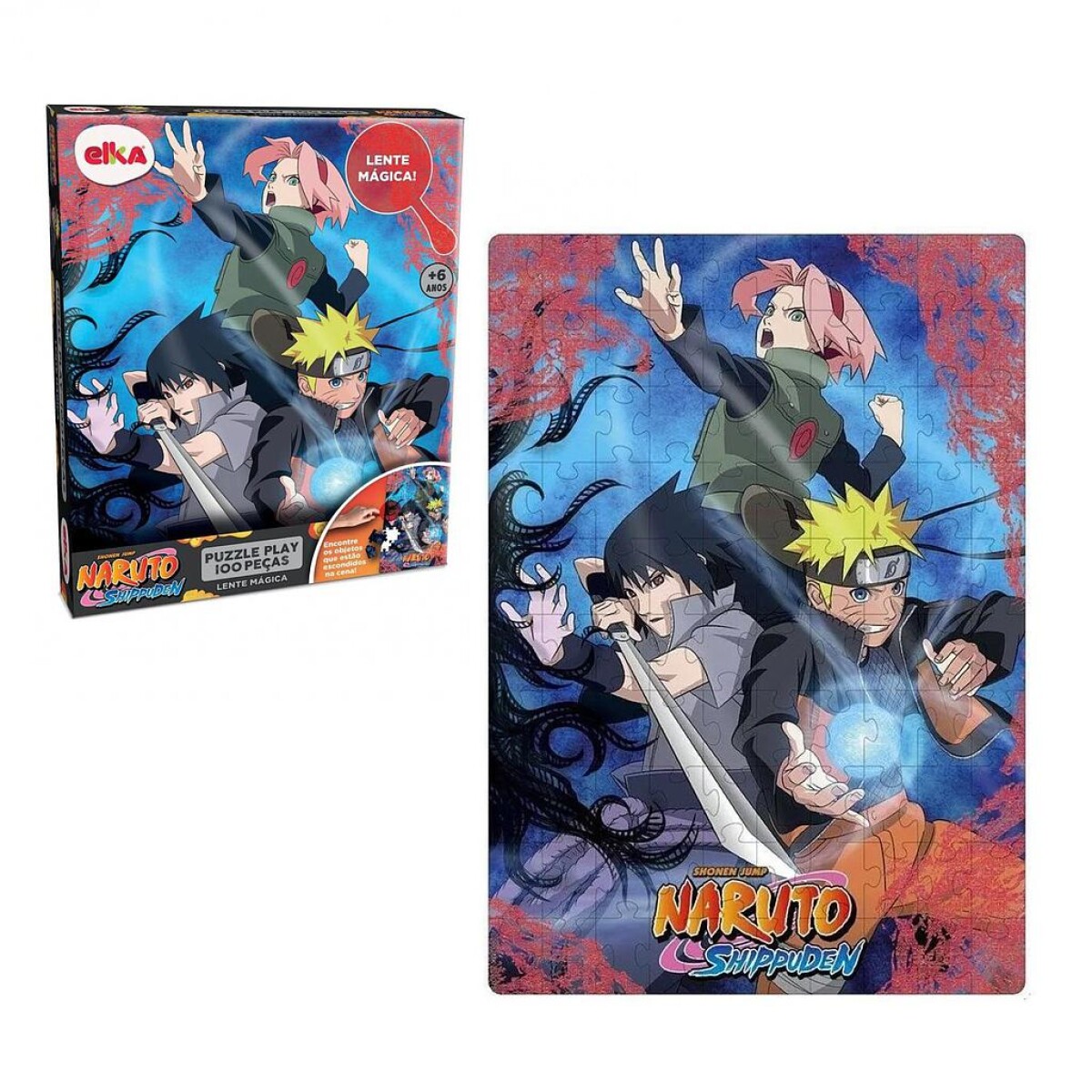 Puzzle Play - 100 Pcs - Lente Mágica - Naruto Shippuden 
