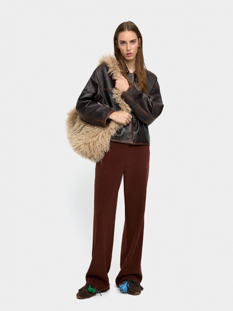 Pantalón Reto Con Cintura Elástica marron
