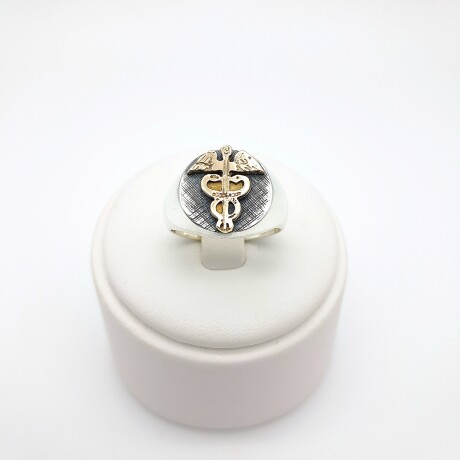 Anillo de plata 925 y oro 10 ktes, MEDICINA Anillo de plata 925 y oro 10 ktes, MEDICINA