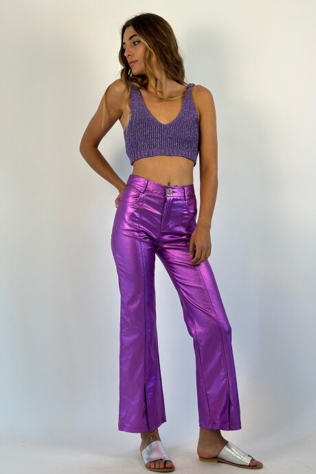PANTALON METALIZADO AMARANTO Violeta