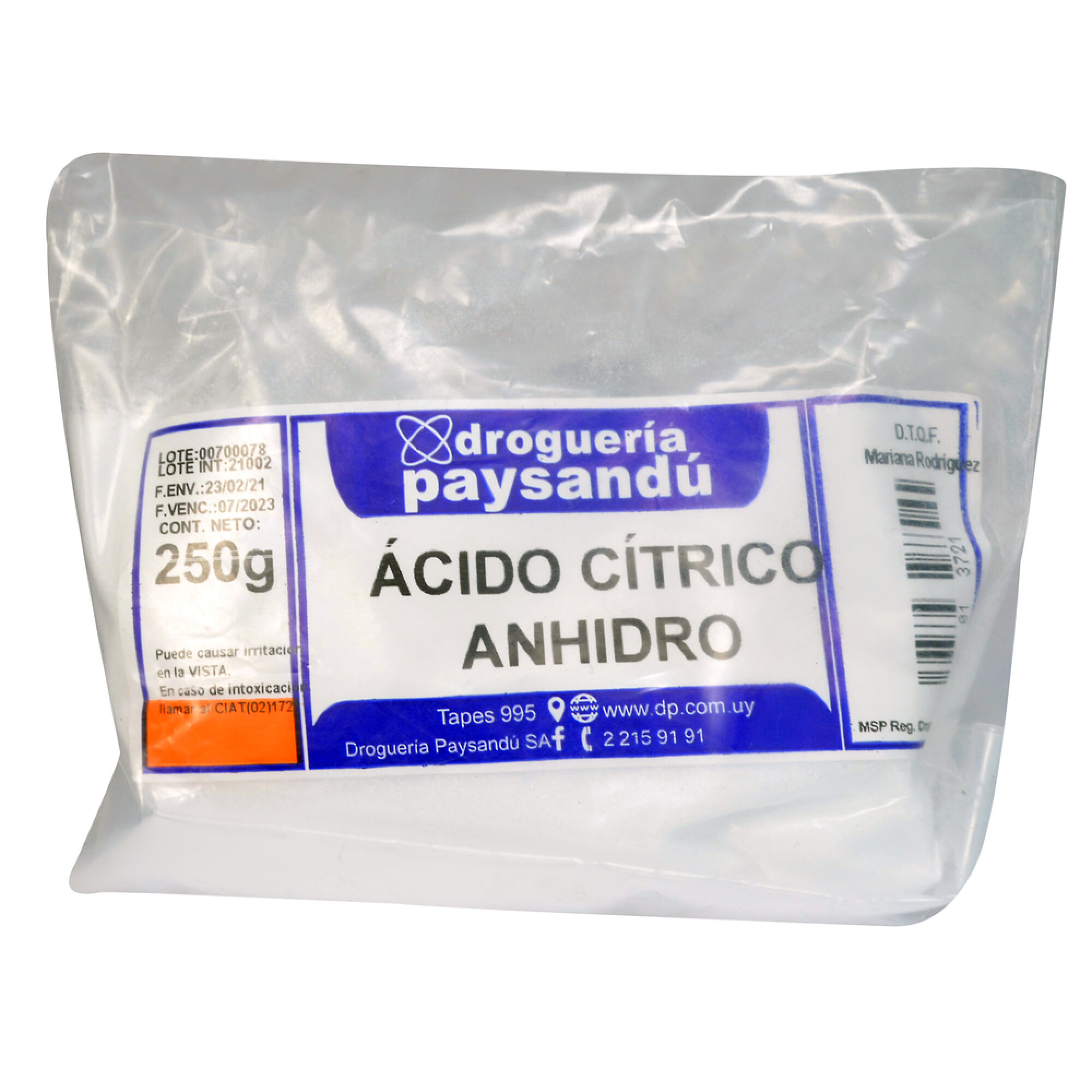 Ácido Cítrico Anhidro 1KG | Productos Químicos