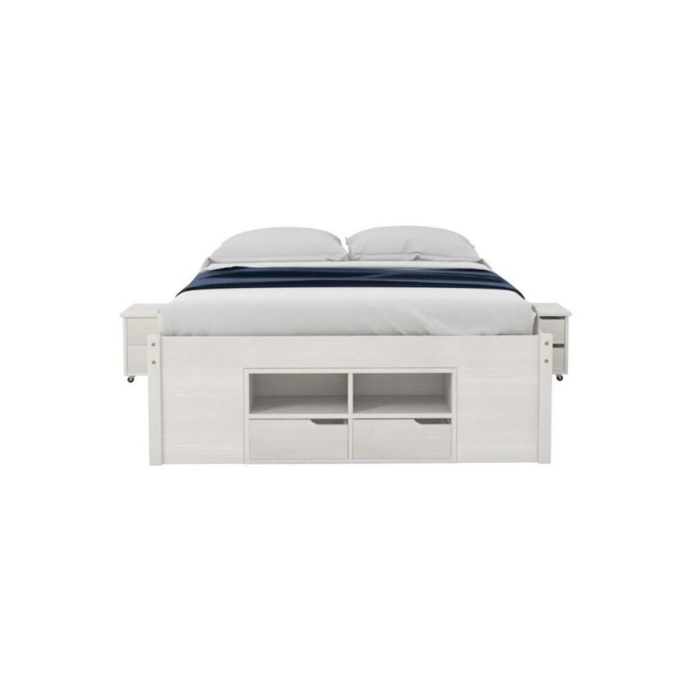 Cama Madera Maciza - 4 Cajones - Queen - Linea charme Blanco