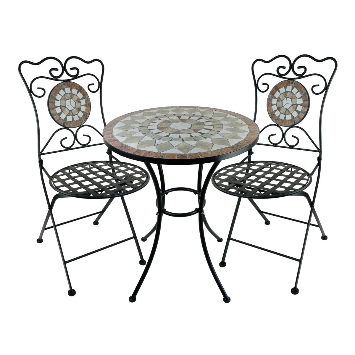 Juego de jardin mosaico mesa + 2 sillas 
