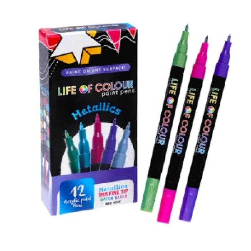 Marcadores Acrilico 1mm - x12 Metalizados Life Of Colour Marcadores Acrilico 1mm - X12 Metalizados Life Of Colour
