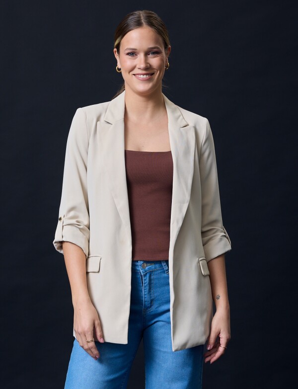 Blazer Manga Botón BEIGE