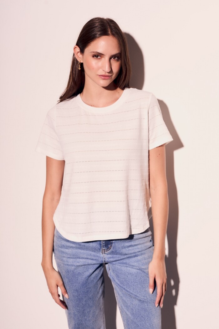 Remera Texturada Manga Corta Blanco