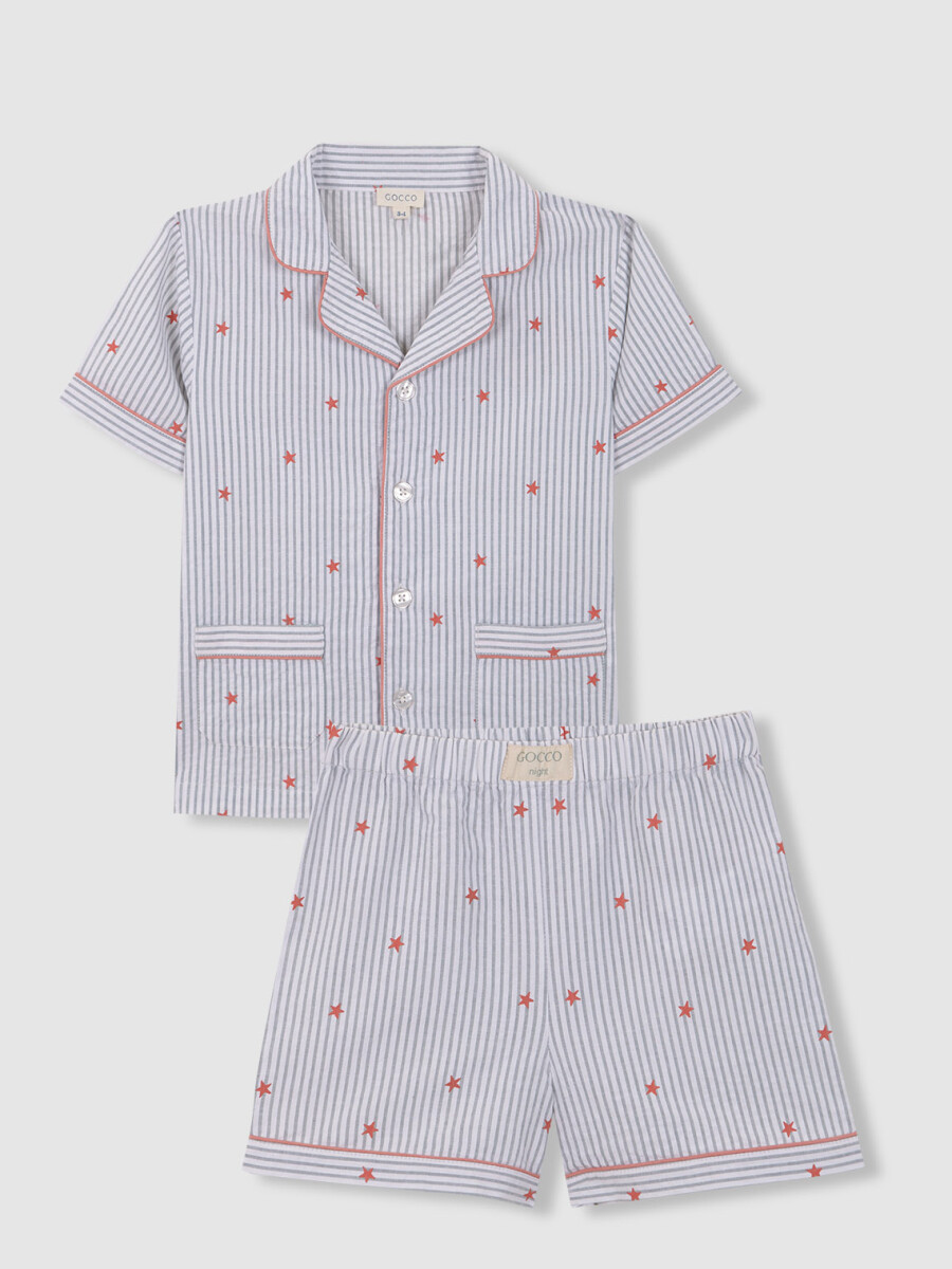 Pijama Rayas Con Estrellas Blanco