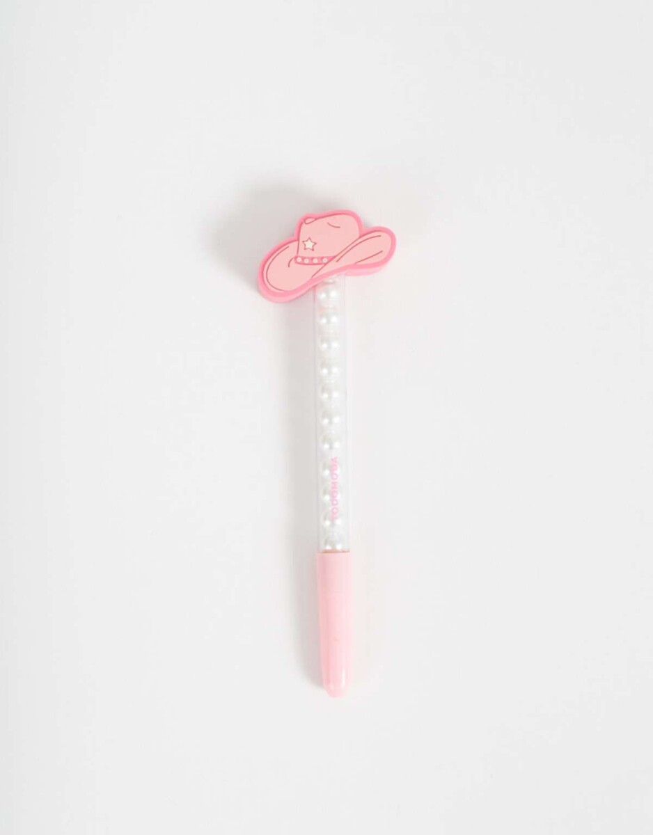 Lapicera Con Sombrero Cowboy - Rosa Claro 