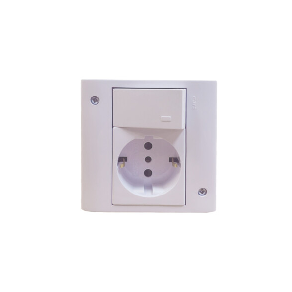 Caja 3 mód c/toma schuko + int.bipolar blanco puro SK3492