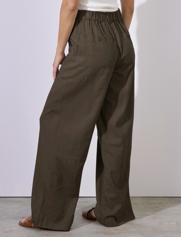 Pantalon Lino Cargo OLIVA