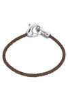 PULSERA DE CUERO MARRÓN CON MOSQUETÓN ENTRELAZADO BAÑADO EN PLATA Pulsera