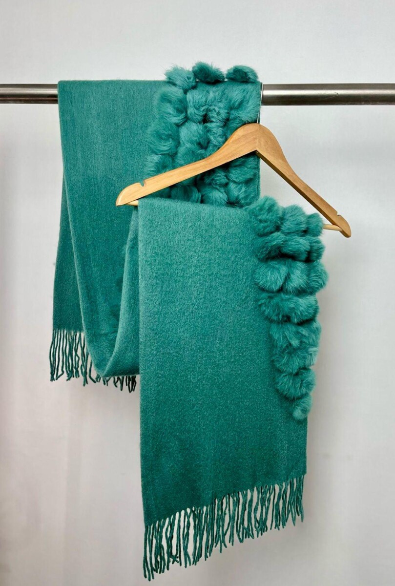 PASHMINA CASHMERE CON P.P CONEJO - VERDE 