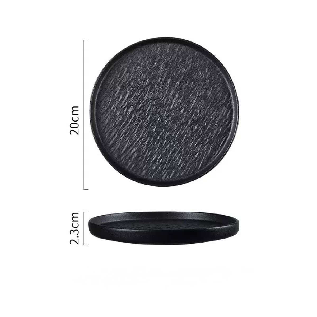 Fuente de Presentación Cerámica Negra - Línea Black Stone – Ø20x 2.3 cm 