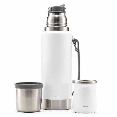 Set Matero Termo 1L Ac. Inox + Mate 160ml Térmico Completo Blanco