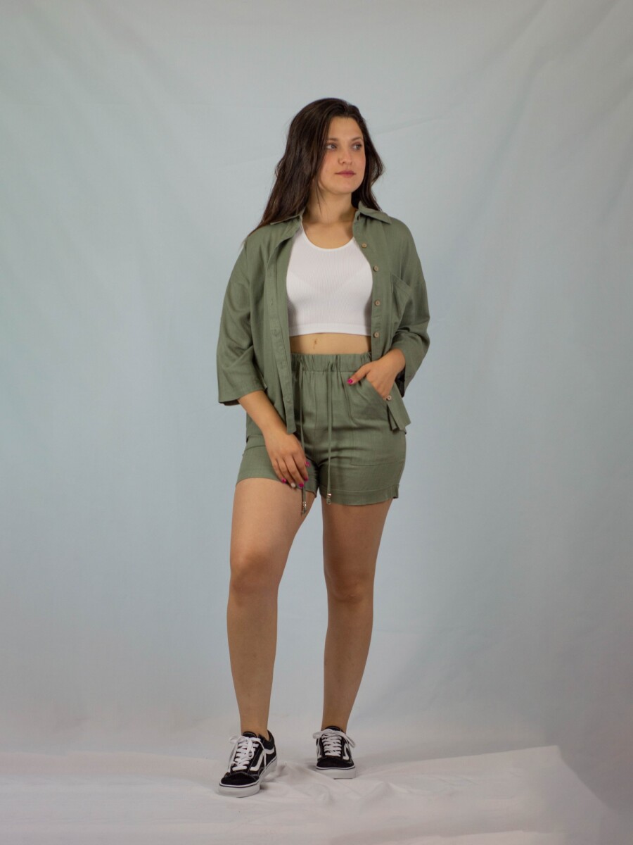 Camisa Dama 3/4 Lino - Green 