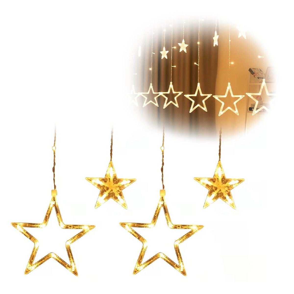 Cortina De Estrellas Con Control Remoto Luces Led Decoración 
