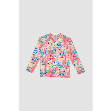 Tshirt manga larga print 2-10a Flor aquarela