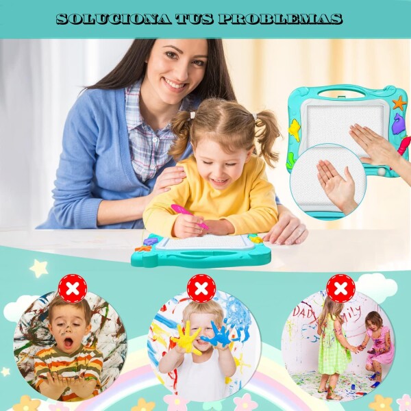 Pizarra Magica Magnetica Mesa Dibujo Infantil Niños Accesor. Variante Color Verde