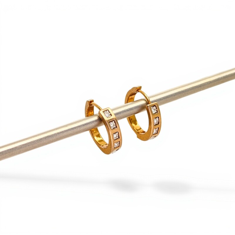 Caravanas Aros Zirconia y oro - Oro bajo - Zirconia- CA8148 conpiedra