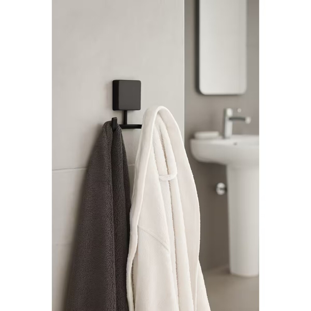 GANCHO DOBLE DE BAÑO NEGRO MATE Gancho Doble De Baño Negro Mate