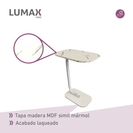 Mesa auxiliar Lumax de arrime MDF símil mármol para living Mesa auxiliar Lumax de arrime MDF símil mármol para living